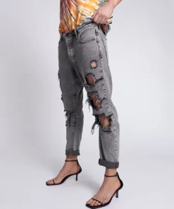 Denim Jeans|ONE TEASPOON Soft Grey Trashed Saints Boyfriend Jeans