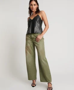 Denim Jeans|ONE TEASPOON St Khaki Jackson Mid Waist Wide Leg Jeans