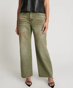 Denim Jeans|ONE TEASPOON St Khaki Jackson Mid Waist Wide Leg Jeans