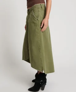 Denim Skirts|ONE TEASPOON St Khaki Mrs Carter Long Denim Skirt