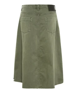 Denim Skirts|ONE TEASPOON St Khaki Mrs Carter Long Denim Skirt