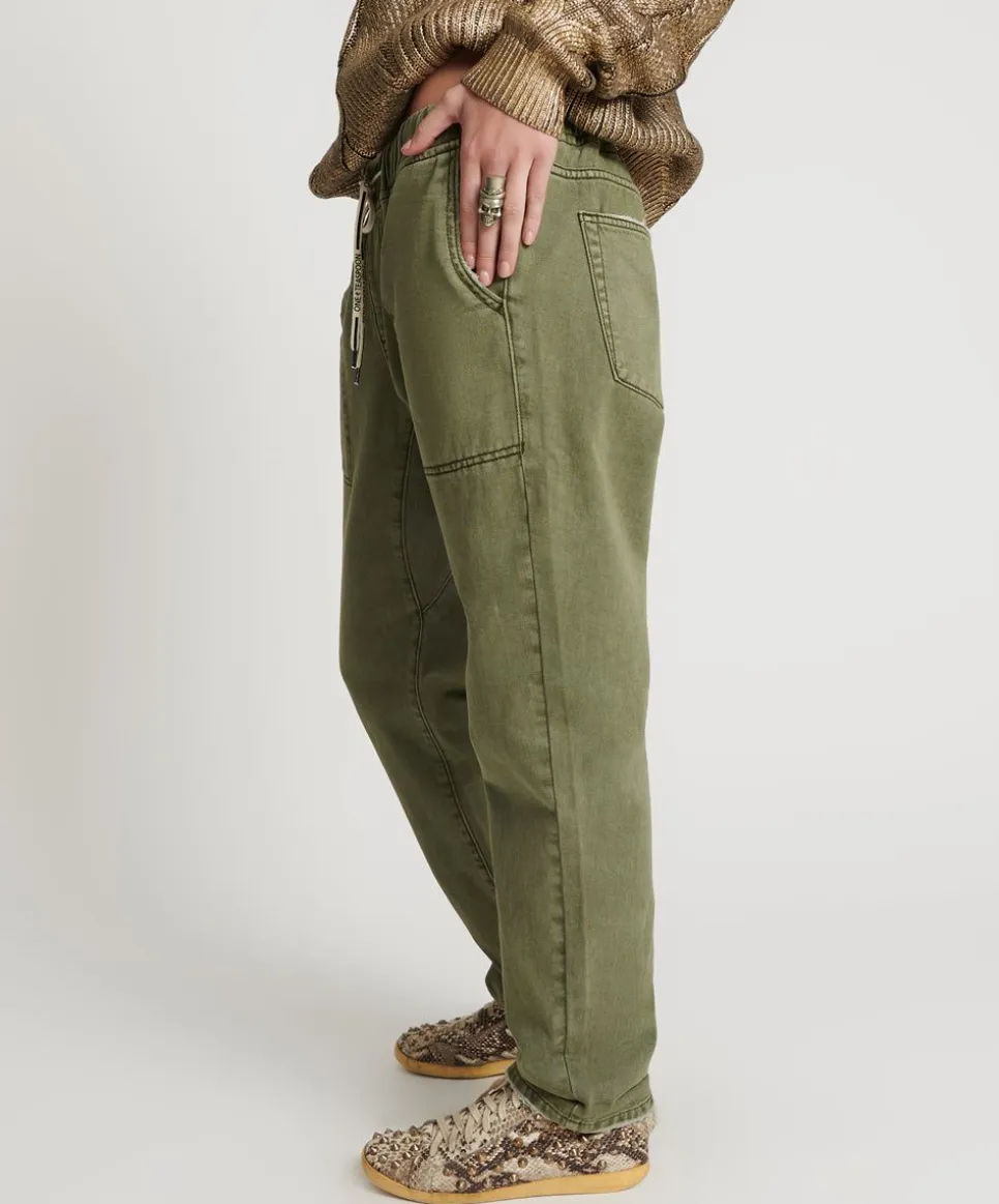Denim Jeans|ONE TEASPOON St Khaki Shabbies Drawstring Boyfriend Jeans
