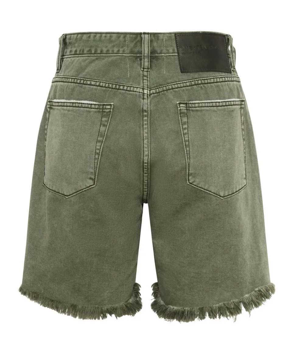 Denim Shorts|ONE TEASPOON St Khaki Stevies High Waist Long Length Boyfriend