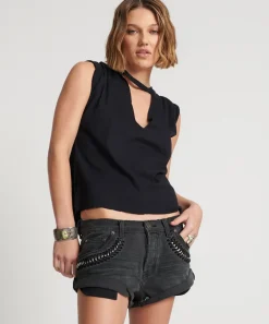 Denim Shorts|ONE TEASPOON Storm Grey Bandits Low Waist Denim Shorts