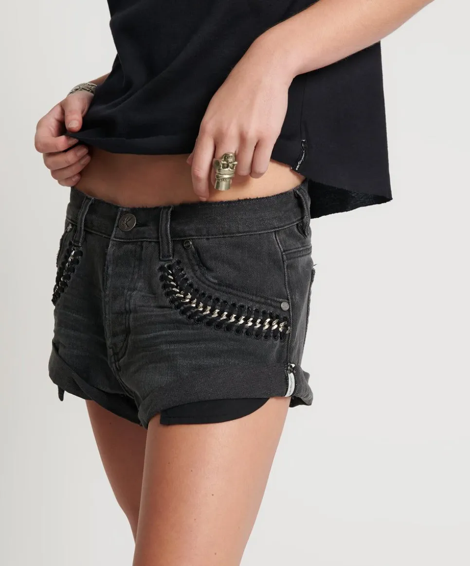 Denim Shorts|ONE TEASPOON Storm Grey Bandits Low Waist Denim Shorts