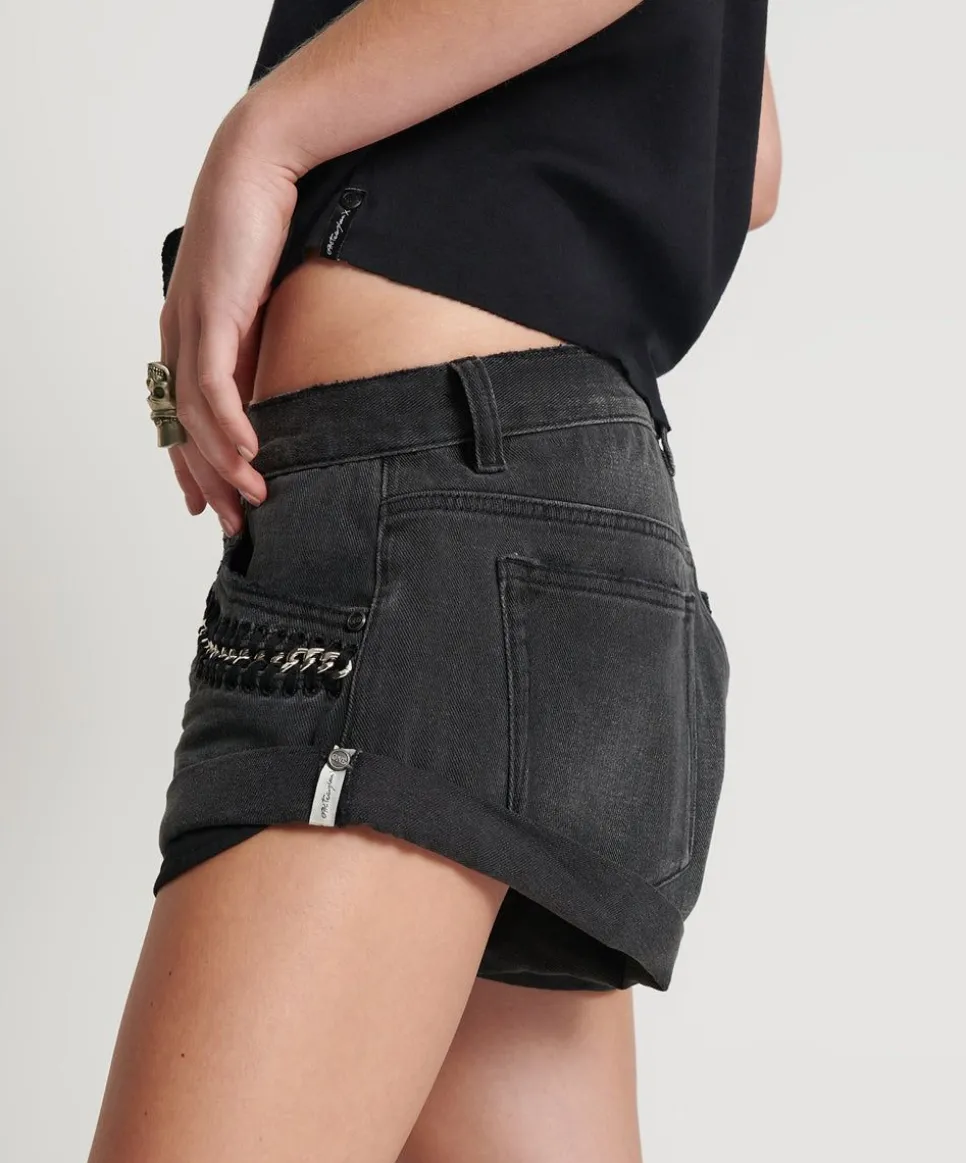 Denim Shorts|ONE TEASPOON Storm Grey Bandits Low Waist Denim Shorts