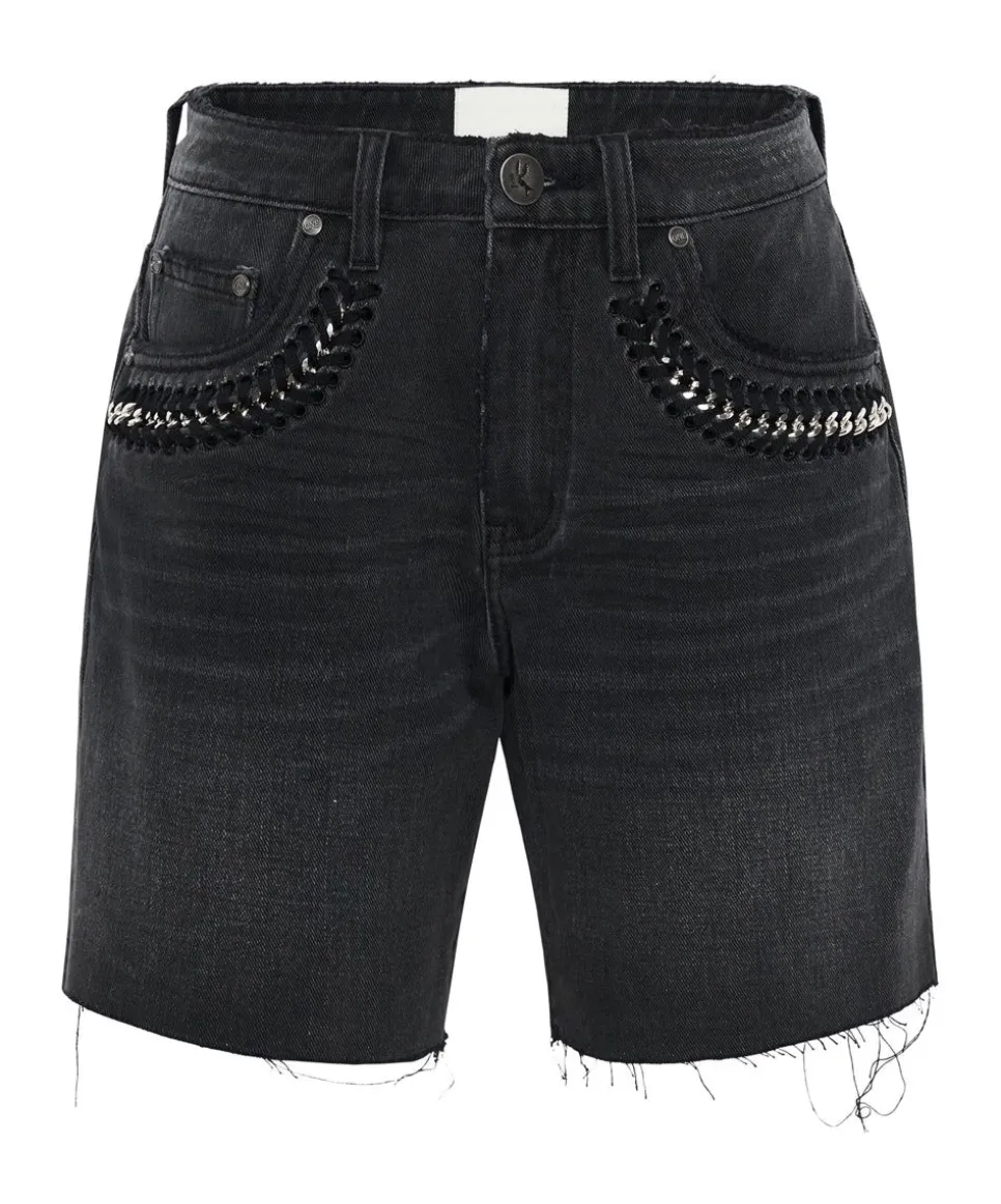 Denim Shorts|ONE TEASPOON Storm Grey Jackson Mid Waist Wide Leg Shorts