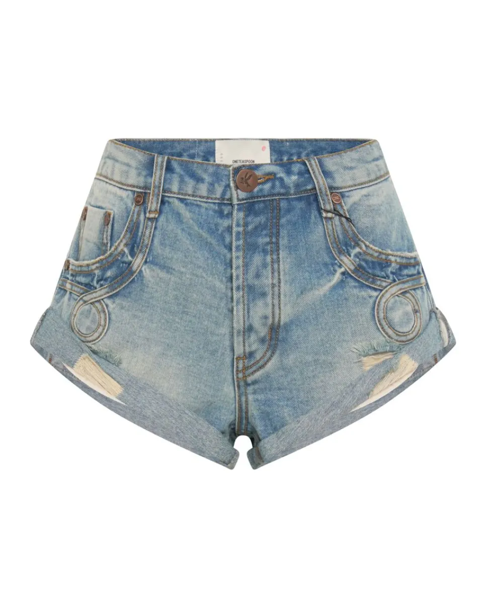 Denim Shorts|ONE TEASPOON Sunbleach Blue Bandits Low Waist Shorts