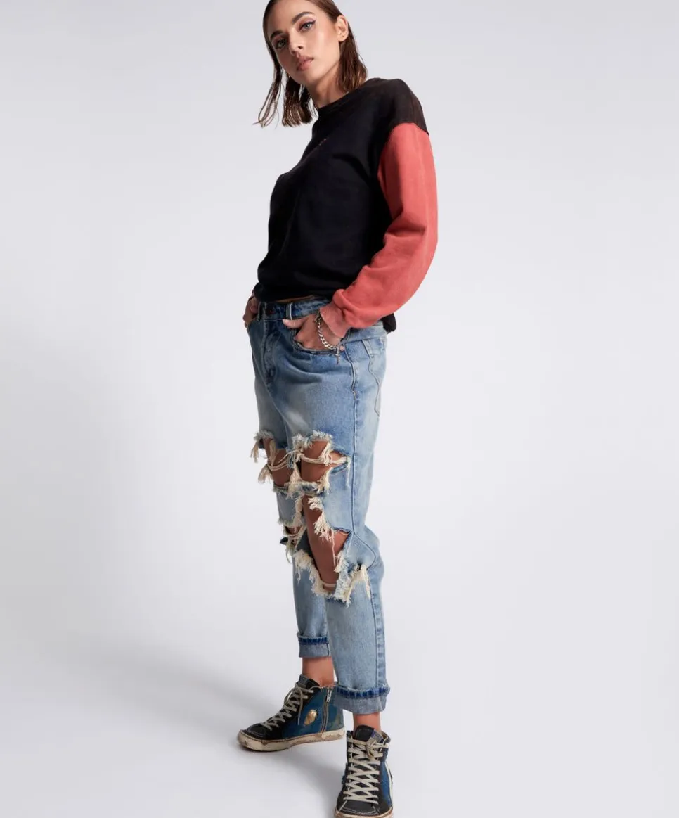 Denim Jeans|ONE TEASPOON Sunbleach Blue Saints Boyfriend Jeans