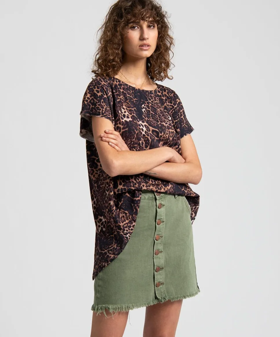 Denim Skirts|ONE TEASPOON Super Khaki Viper High Waist Skirt