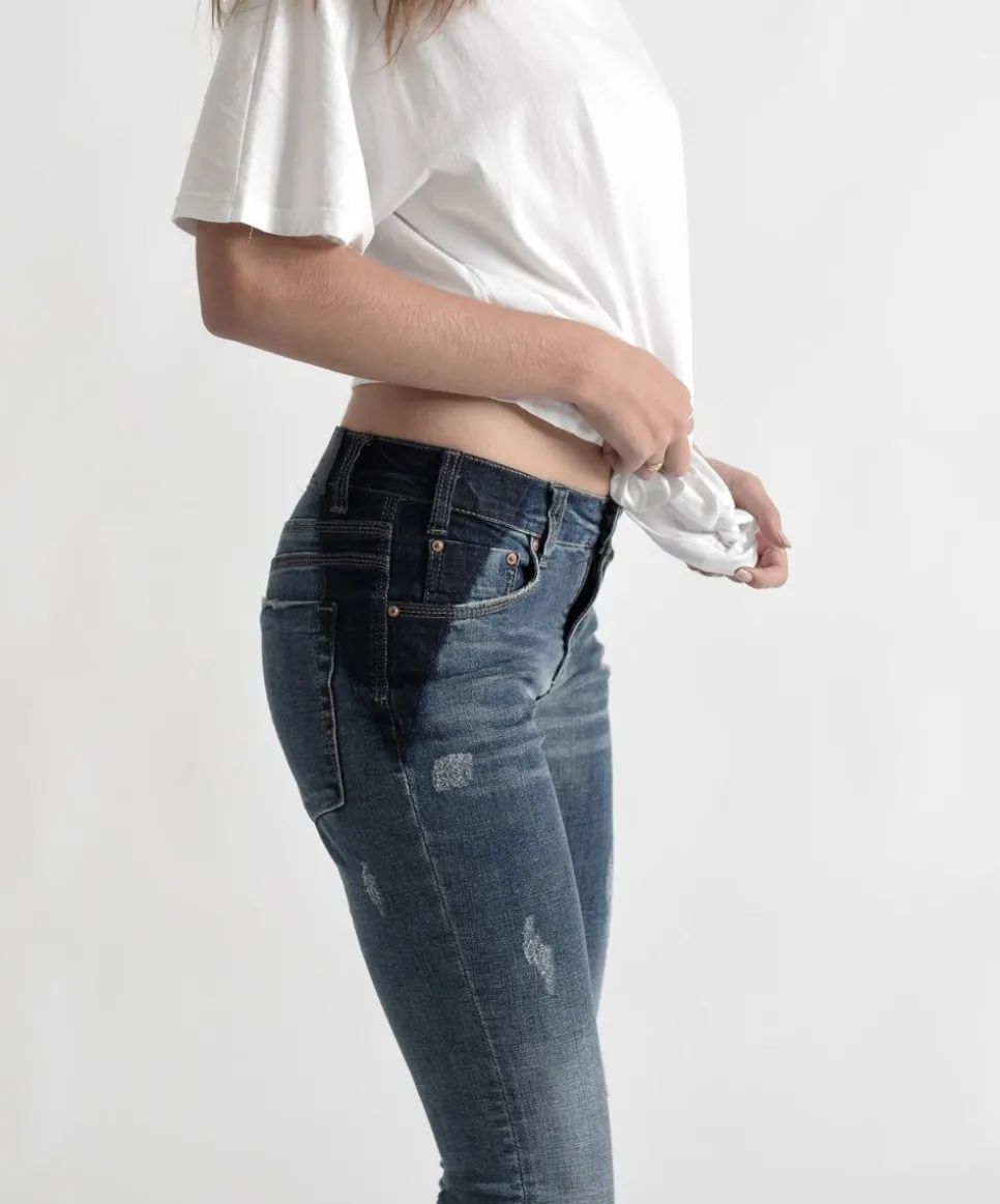 Denim Jeans|ONE TEASPOON Superstar Blue Hoodlums Mid Rise Skinny Jeans