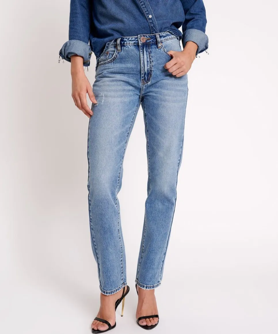 Denim Jeans|ONE TEASPOON Texas Blue Truckers Mid Rise Straight Leg Jeans
