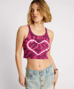Tees & Tanks|ONE TEASPOON Tie Dye Heart Cropped Rib Tank