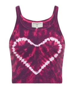 Tees & Tanks|ONE TEASPOON Tie Dye Heart Cropped Rib Tank