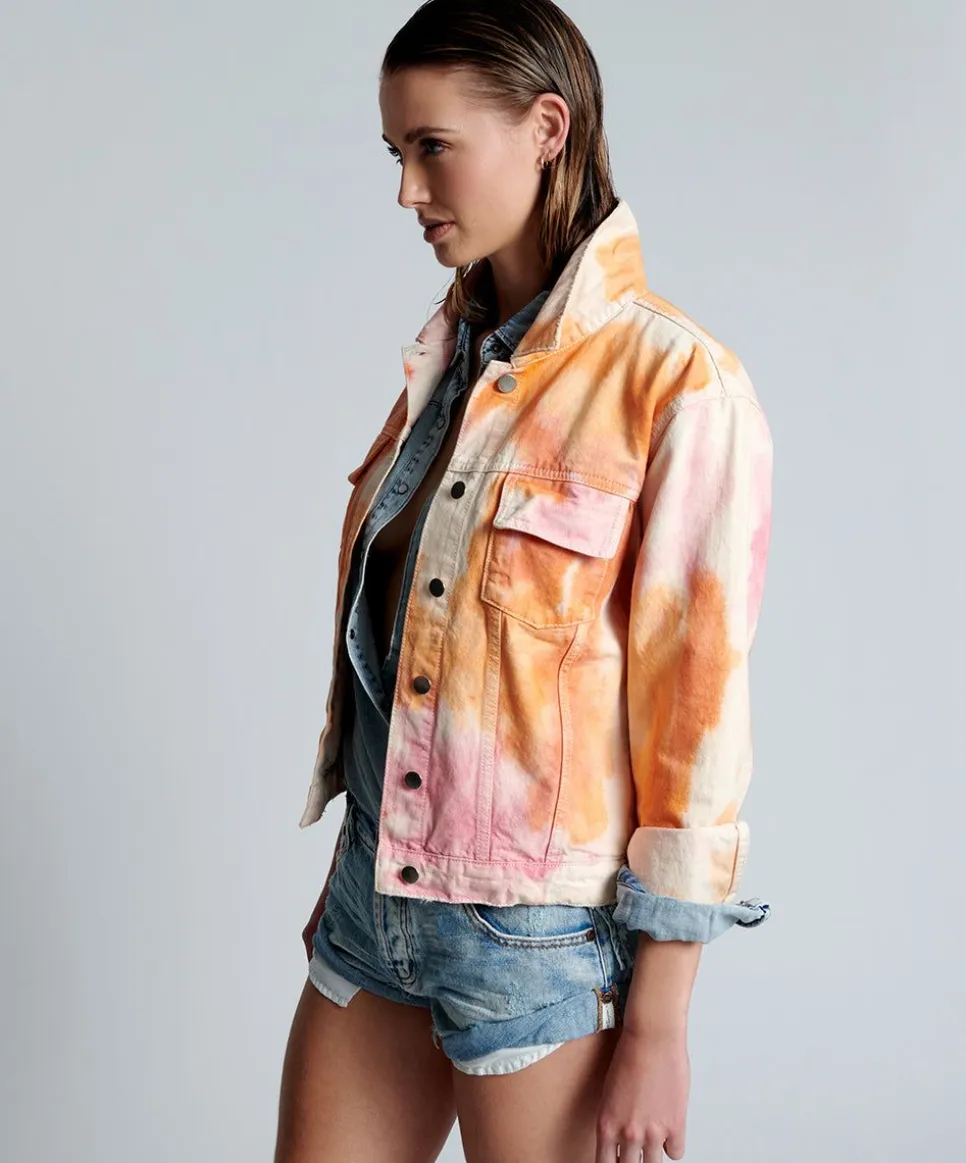 Jackets|ONE TEASPOON Tie Dye Mind Frequencies Denim Trucker Jacket