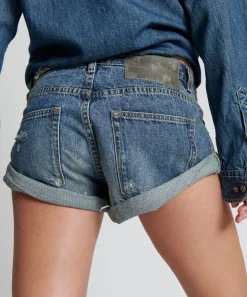 Denim Shorts|ONE TEASPOON Used Blue Bandits Low Waist Denim Shorts