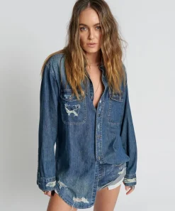 Shirts|ONE TEASPOON Used Blue Classic Everyday Denim Shirt