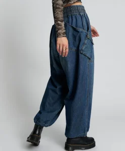 Bottoms|ONE TEASPOON Used Blue Denim Parachute Pants