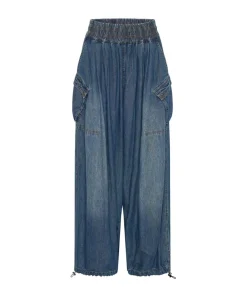Bottoms|ONE TEASPOON Used Blue Denim Parachute Pants