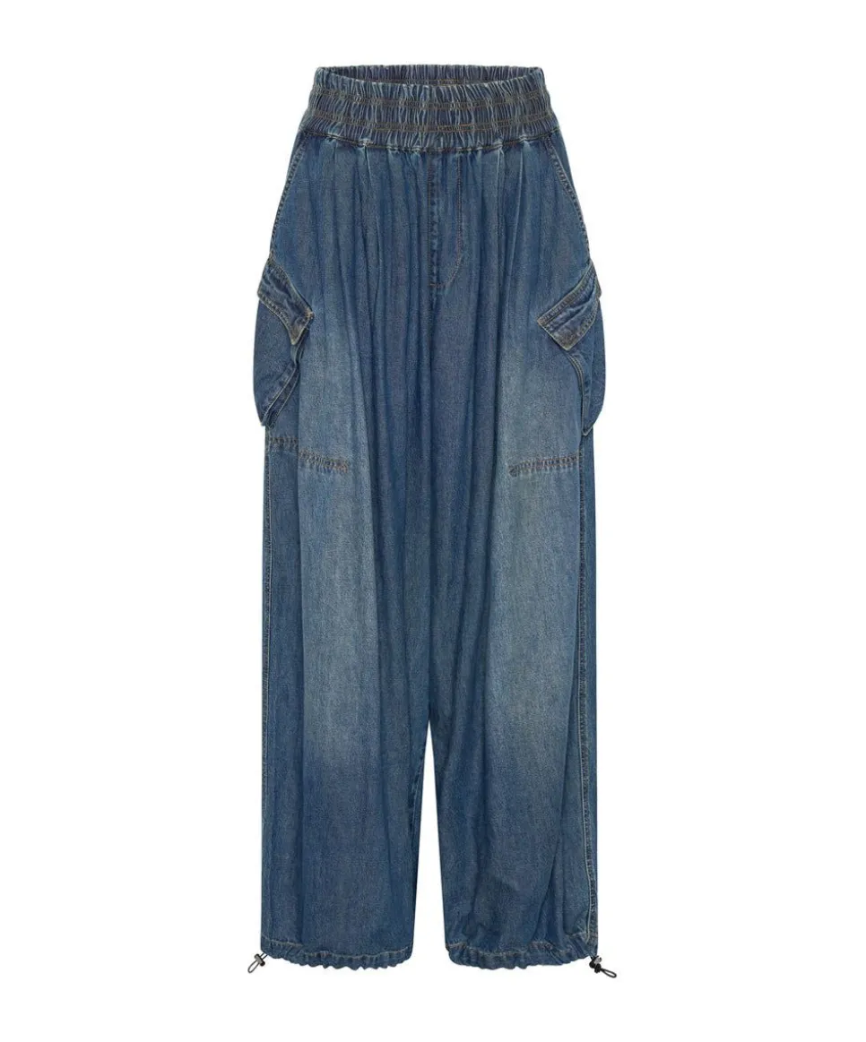 Bottoms|ONE TEASPOON Used Blue Denim Parachute Pants