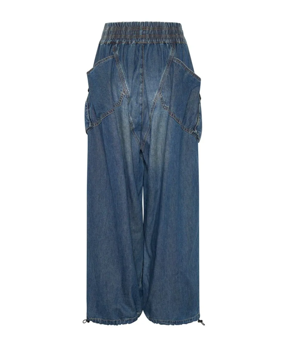 Bottoms|ONE TEASPOON Used Blue Denim Parachute Pants