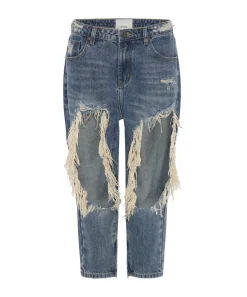 Denim Jeans|ONE TEASPOON Used Blue Kingpins Cropped Boyfriend Jeans
