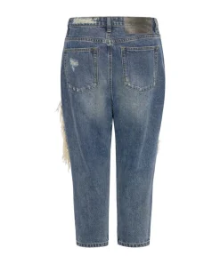 Denim Jeans|ONE TEASPOON Used Blue Kingpins Cropped Boyfriend Jeans