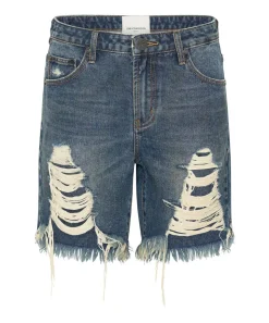 Denim Shorts|ONE TEASPOON Used Blue Stevies Long Length Boyfriend Shorts