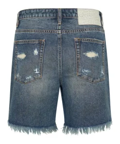 Denim Shorts|ONE TEASPOON Used Blue Stevies Long Length Boyfriend Shorts