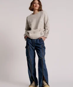 Denim Jeans|ONE TEASPOON Used Blue Zipped Cargo Motion Jeans