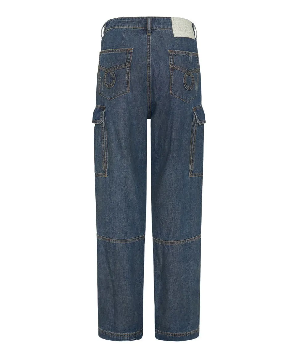 Denim Jeans|ONE TEASPOON Used Blue Zipped Cargo Motion Jeans