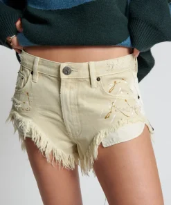 Denim Shorts|ONE TEASPOON Vegas Gold Painted Rollers Denim Shorts