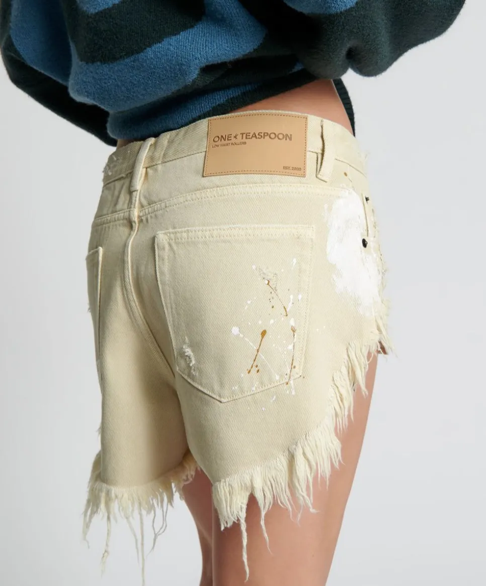 Denim Shorts|ONE TEASPOON Vegas Gold Painted Rollers Denim Shorts