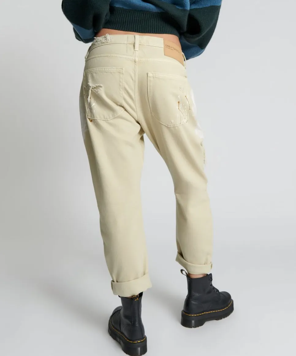 Denim Jeans|ONE TEASPOON Vegas Gold Painted Saints Boyfriend Jeans