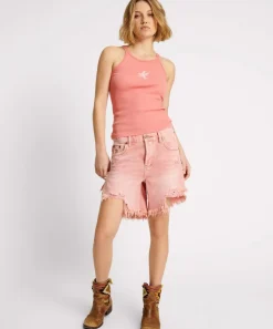 Denim Shorts|ONE TEASPOON Vintage Red Frankies Long Length Shorts