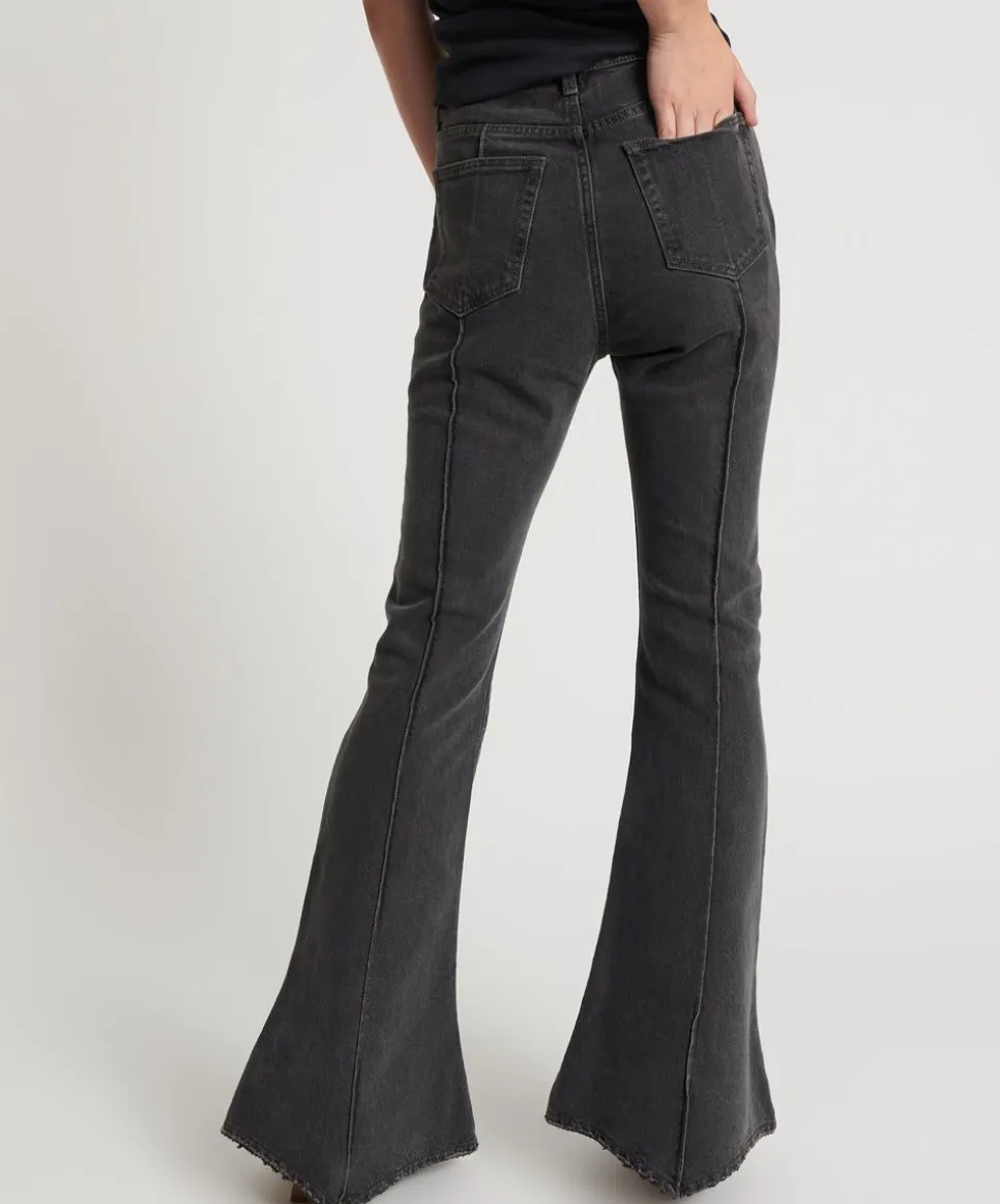Denim Jeans|ONE TEASPOON Washed Black High Waist Trumpet Flare Jeans