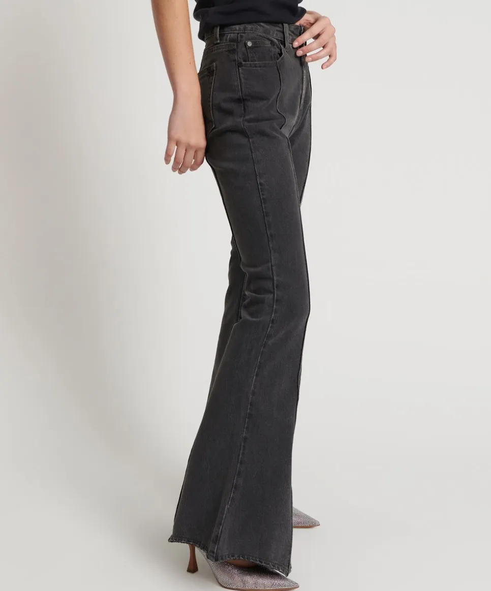 Denim Jeans|ONE TEASPOON Washed Black High Waist Trumpet Flare Jeans