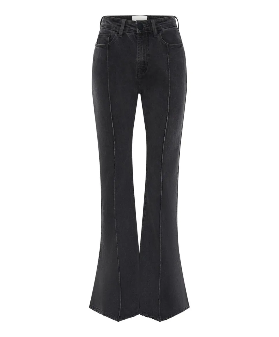 Denim Jeans|ONE TEASPOON Washed Black High Waist Trumpet Flare Jeans
