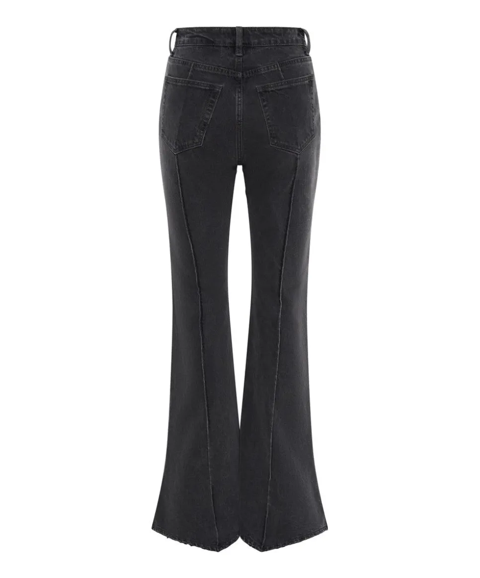 Denim Jeans|ONE TEASPOON Washed Black High Waist Trumpet Flare Jeans