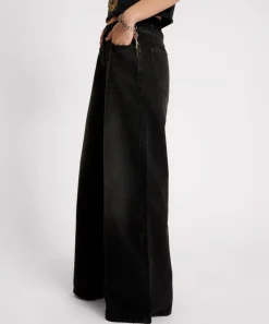 Denim Jeans|ONE TEASPOON Washed Black Love Machines Mid Waist Super Wide Leg Jeans
