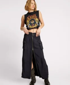 Denim Skirts|ONE TEASPOON Washed Black Tencel Parachute Skirt