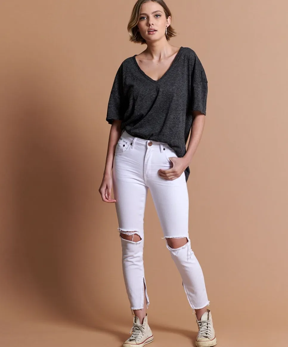 Denim Jeans|ONE TEASPOON White Beauty High Waist Freebirds