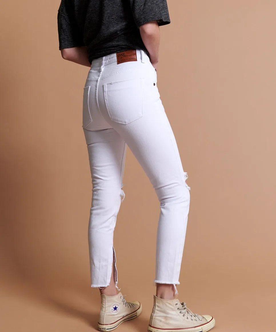Denim Jeans|ONE TEASPOON White Beauty High Waist Freebirds