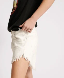 Denim Shorts|ONE TEASPOON White Beauty Outlaws Mid Length Denim Shorts
