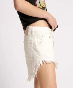 Denim Shorts|ONE TEASPOON White Beauty Outlaws Mid Length Denim Shorts