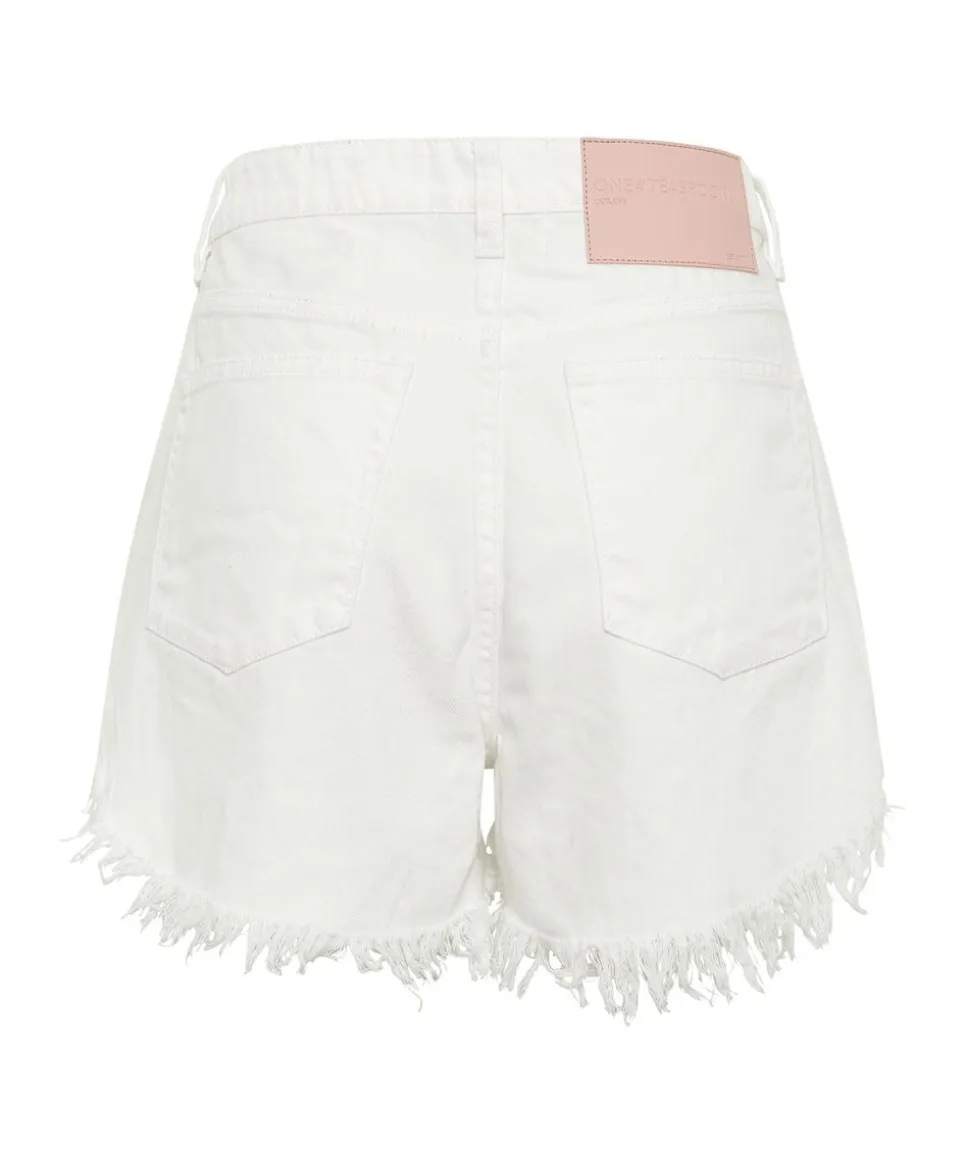 Denim Shorts|ONE TEASPOON White Beauty Outlaws Mid Length Denim Shorts