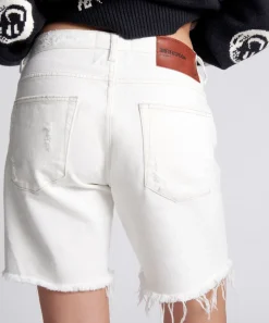 Denim Shorts|ONE TEASPOON White Beauty Stevies Long Length Boyfriend Shorts