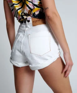 Denim Shorts|ONE TEASPOON White Beauty Studded High Waist Bandits