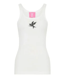 Tees & Tanks|ONE TEASPOON White Bower Bird Rib Singlet