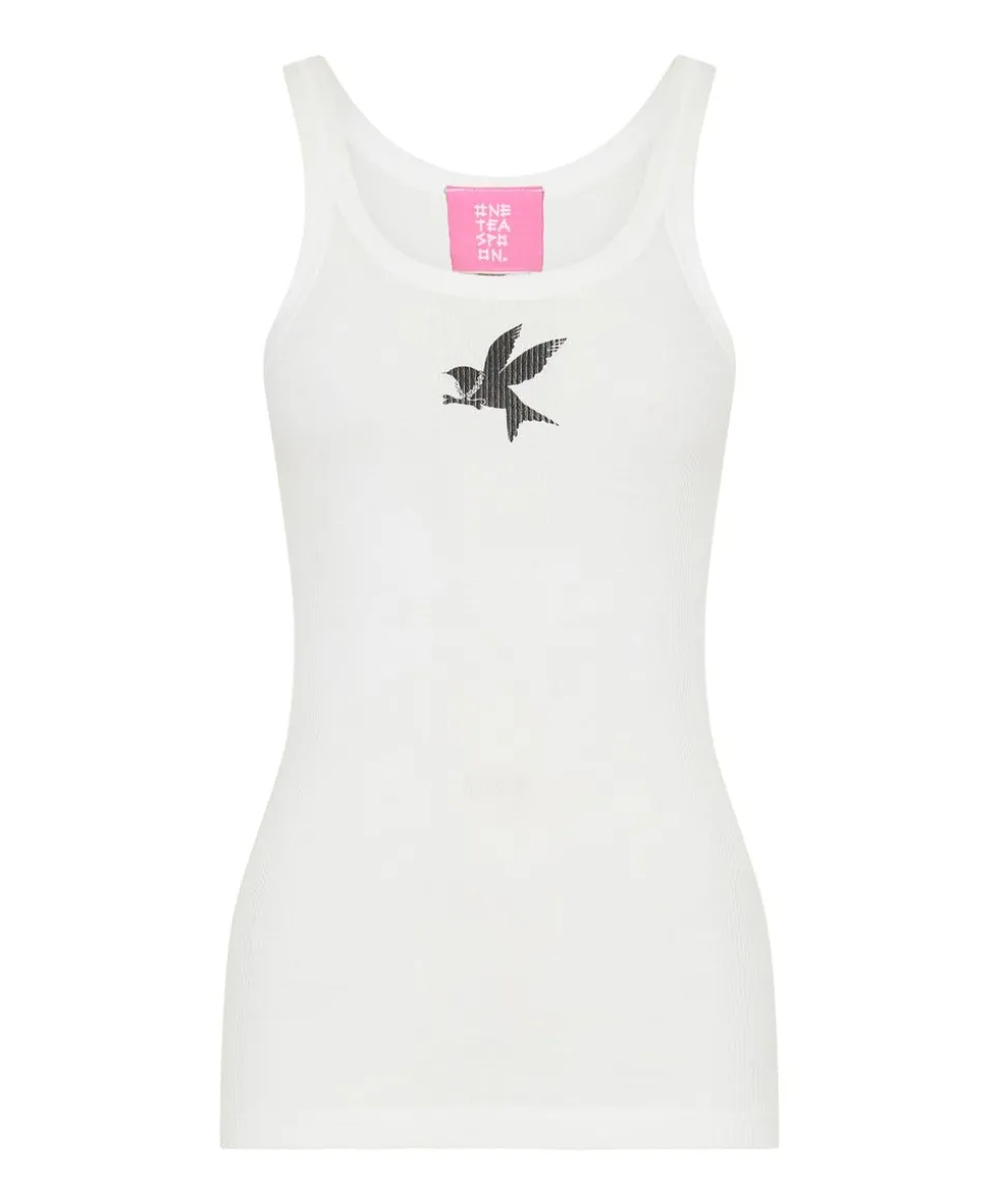Tees & Tanks|ONE TEASPOON White Bower Bird Singlet